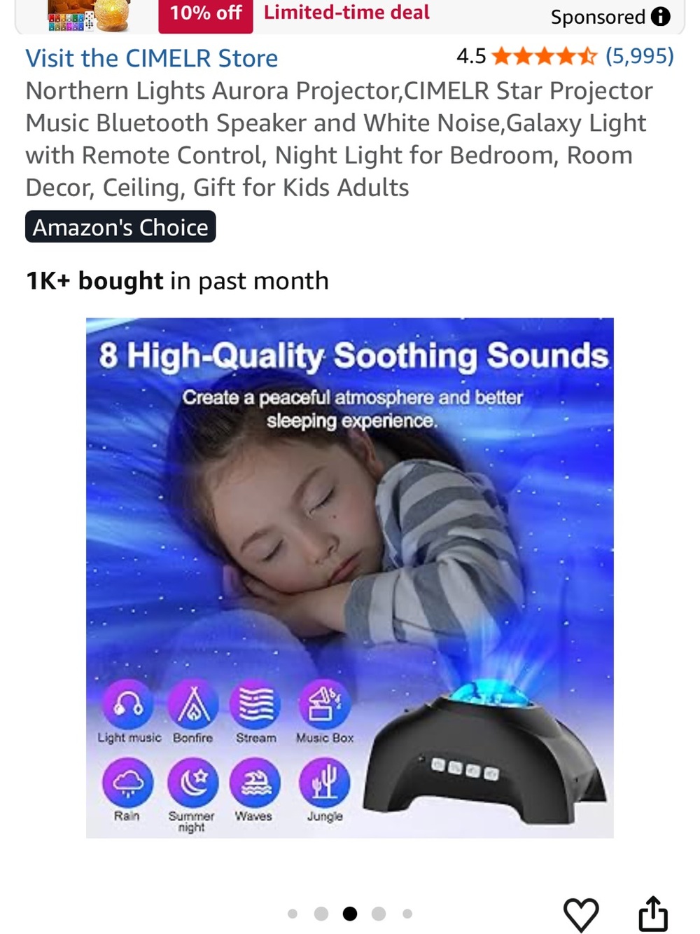 Aurora Galaxy Projector, Assorted Lights Projector with Relaxing Sound Effects - Picture 3 of 6